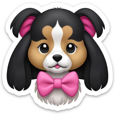 Perrito negro con un lazo rosa  sticker