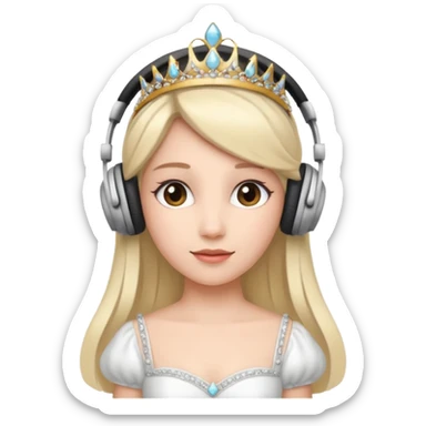 princess with headphones tiara and white dress sticker