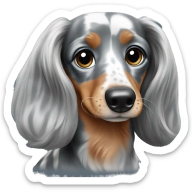 Long haired dachshund gray harlequin blue eyes sticker