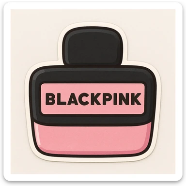 BLACKPINK-inspired object, black and pink colors, cute and collectible sticker look, chibi stickers style sticker