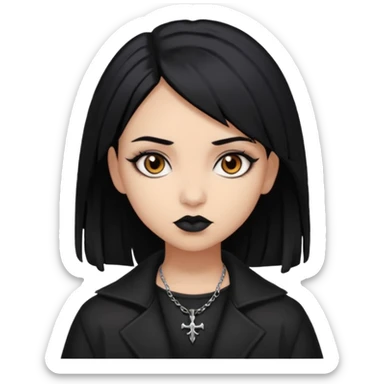 Goth girl black hair brown eyes cool lightbrown skin sticker
