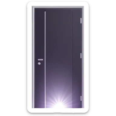 door slightly open with an extremely strong, wide, and bright white light beam and glow pouring through the crack in a very dark scene, cinematic and dramatic, light shaft clearly visible sticker
