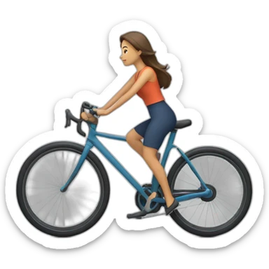mujer con el peloblanco cayendose de una bicicleta sticker