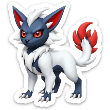 Handsome cool badass edgy Absol-Darkrai-Litten-Guilmon-Zangoose-Pokémon-Fakémon-fusion-hybrid-creature sticker
