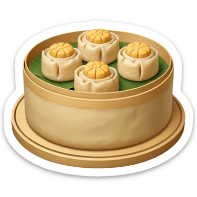 siu mai (a type of dim sum, just 1 cube of white color fish patty wrapped by yellow dough, leaving only the top part unwrapped, shape looks like short cylinder shape) sticker
