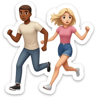 a girl chasing her boyfriend, comic style sticker