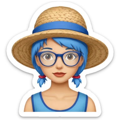 woman glassess, fat venice gondolier with iconic hat and blue hair woman sticker