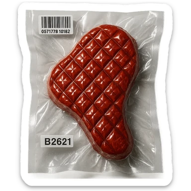 diamond-textured meat steak, shiny and inflated, no background sticker