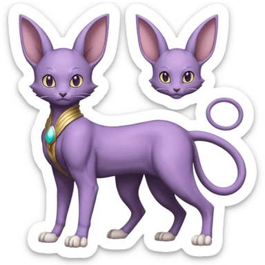 Pastel dull greyish two-legged anthropomorphic digitigrade Beerus-Lombax-Venom-Espurr-Minccino-fusion-animal-ET-species-creature, full body  sticker