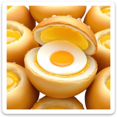 3D rendered Hong Kong egg puffs (鸡蛋仔) torn open showing fluffy interior, authentic bubble pattern, hyper-realistic texture contrast between crispy exterior and soft inside, glossy bubbles sticker