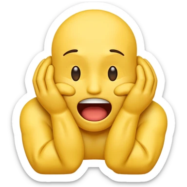 Normal emoji face (yellow) strangling itself with its own hands (head only emoji like “😀” style) sticker