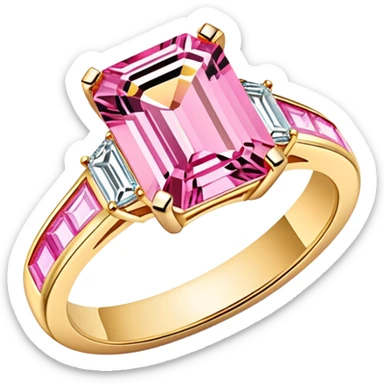 Emerald cut Gold & pink engagement ring  sticker