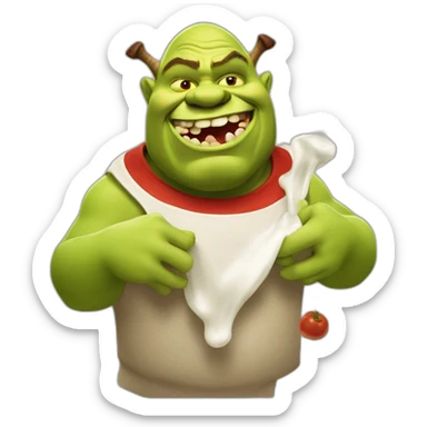 Ogre Shrek with red sauce pouring from his mouth sticker