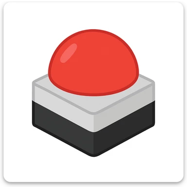 Edit the image to only show the quiz buzzer: a large red dome button on a square black and gray base. The style should match the Twemoji icon style with an isometric perspective. sticker