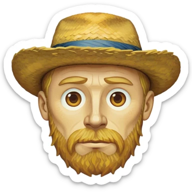 Cinematic Realistic Vincent van Gogh Portrait Emoji, depicted as the iconic artist with expressive brushstrokes and soulful eyes, rendered with rich textured detail and dynamic emotive lighting that captures his creative genius. sticker