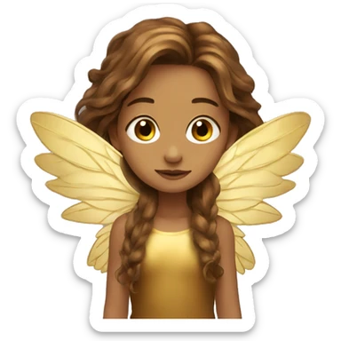 big wings, Beautiful, fairy, gold, brown, long hair sticker
