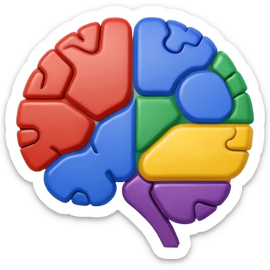brain formed in the shape of the Google logo, with Google colors, no text sticker