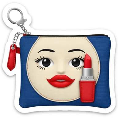 small zipper pouch with essentials, sticker