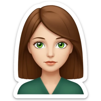 Pretty middle age woman with green eyes and long straight Ash-brown hair  sticker