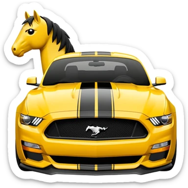 Ford Mustang with center black strip design and in written 309 and in front real pony logo in yellow  sticker