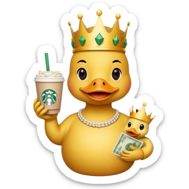 duck with  money and crown  and starbucks sticker