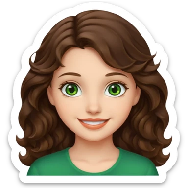 A girl brunette wavy hair green eyes sticker
