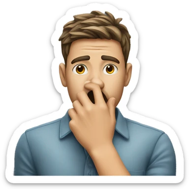 Person holding nose with one hand because something else is stinky  sticker