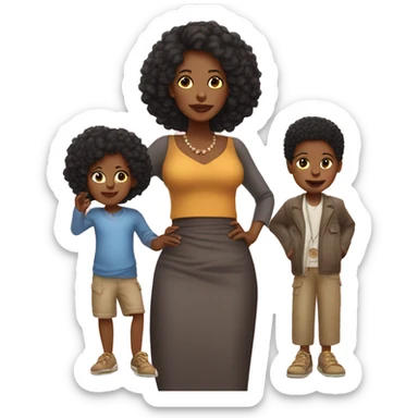 african american mom wearing expensive clothes with her 2 kids wearing poor clothes sticker