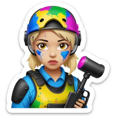 paintball player face girl sticker