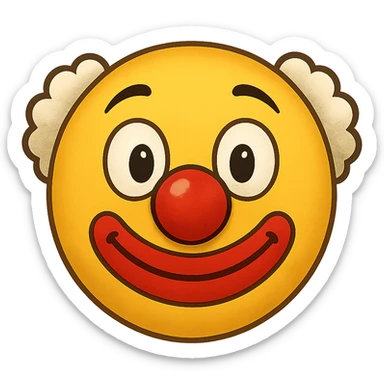 yellow face with red clown nose emoji, digital illustration sticker