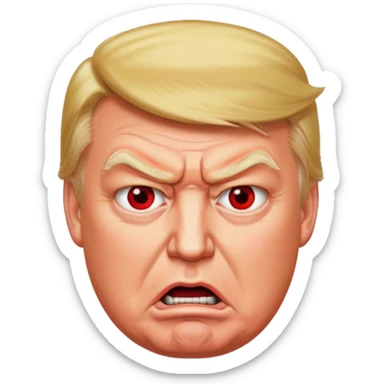 Donald Trump is vey very very furious. Red with anger. photorealistic sticker
