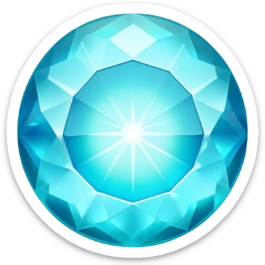 Brilliant cut blue smithsonite gem with turquoise blue tone and holographic iridescence sticker