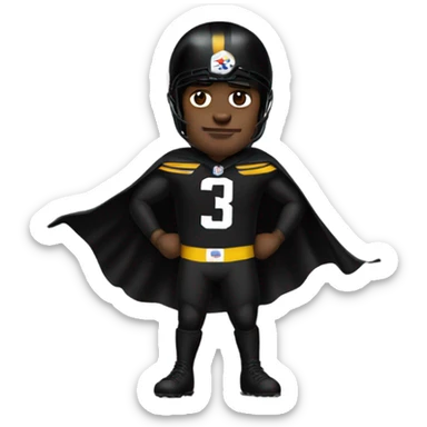 Jack Hamm Pittsburgh Steelers player in helmet and uniform with black cape. sticker