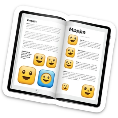 open magazine layout with text and image blocks sticker