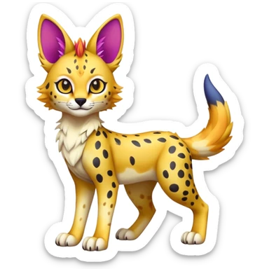 Cute Kawaii Epic Colorful Sergal-Serval-Vernid full body sticker