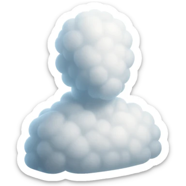 A person from the shoulders up, entirely composed of fluffy, convex white clouds. sticker