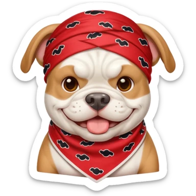 uga white bulldog emoji wearing red bandana smiling sticker