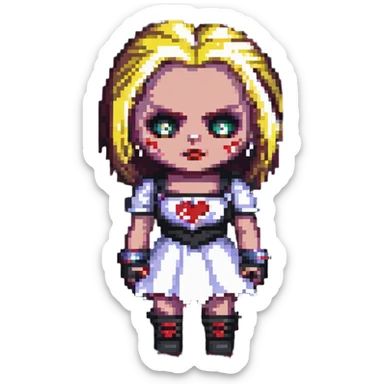 Chucky's bride in pixel art style sticker