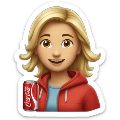 Une fille qui boit un coca cola sticker