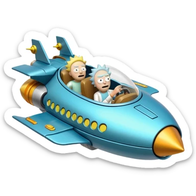 Hot wheel Rick and Morty flying in spaceship to citadel  sticker