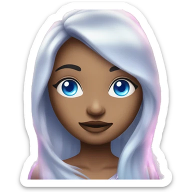 magical diva with thin pink andromedan skin long hair and blue eyes glowing third eye sticker