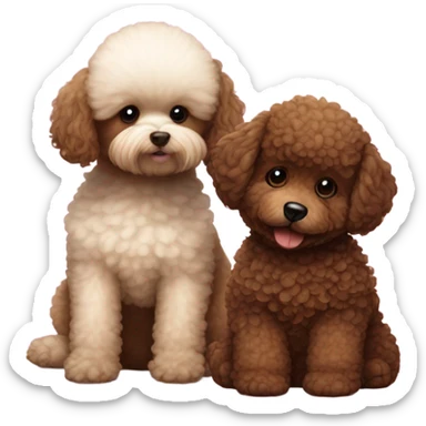 Brown toy poodle pup with a panda sticker