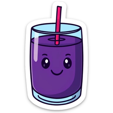 glass of grape koolaid with ice cubes sticker