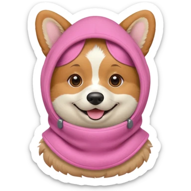 Corgie in Pink balaklava sticker