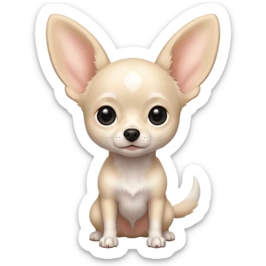 white Chihuahua with black dots. Big ears and big eyes. Full body sticker