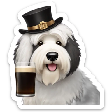 old english sheepdog with pint of guinness sticker