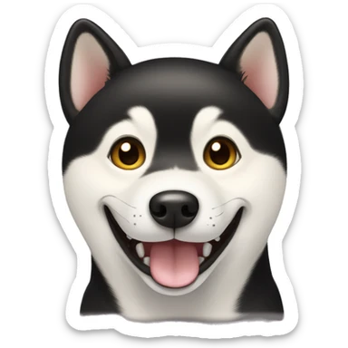 black shiba inu face | grinning face with big eyes | mouth | open | smile sticker