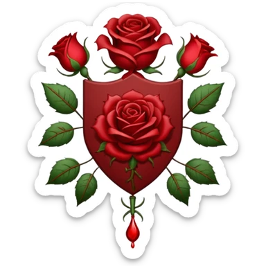 brasão sangrando medieval rosa de sangue vermelha sticker