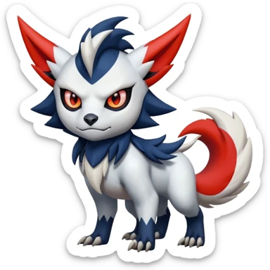 Handsome cool badass edgy Absol-Litten-Guilmon-Zangoose-Pokémon-Fakémon-fusion-hybrid-creature sticker
