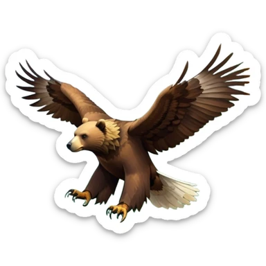 Collage of wild animals: a majestic bear in a lush green forest, a soaring eagle in the sky. A vibrant and detailed nature scene, capturing the beauty of wildlife. Transparent background. sticker